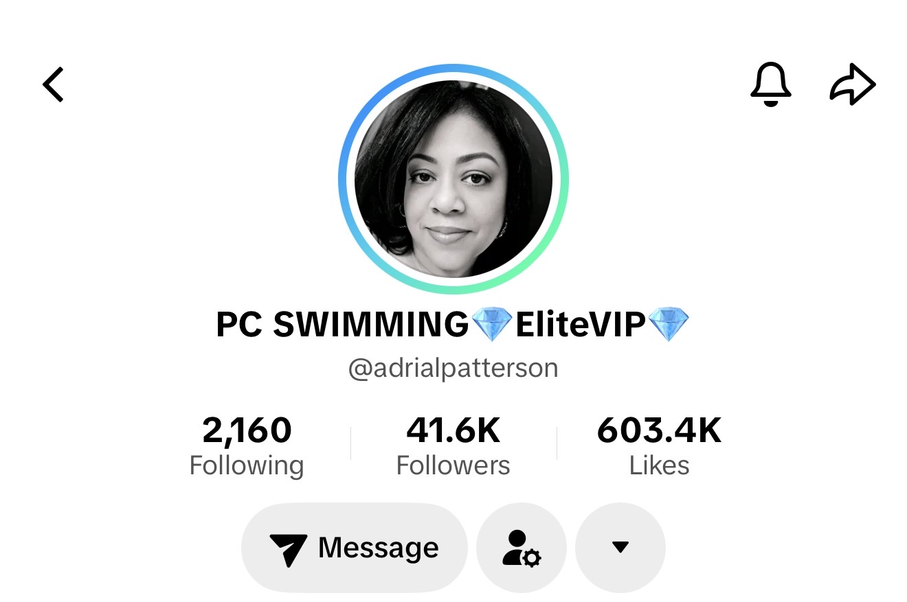 Adria's TikTok profile showing 41.6K followers and 603.4K likes